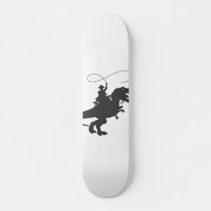 Cowboy reiten Dinosaurier in der prähistorischen  Skateboard