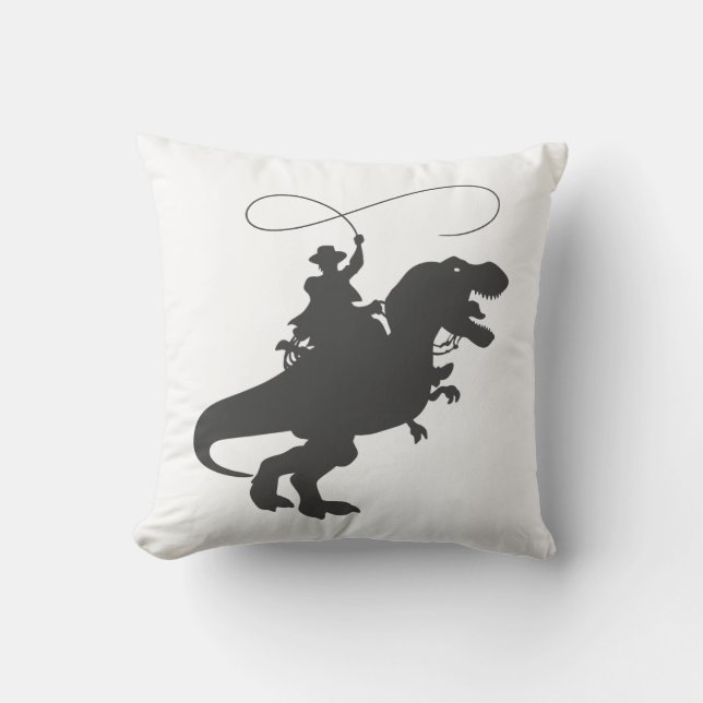 Cowboy reiten Dinosaurier in der prähistorischen Z Kissen (Vorderseite)