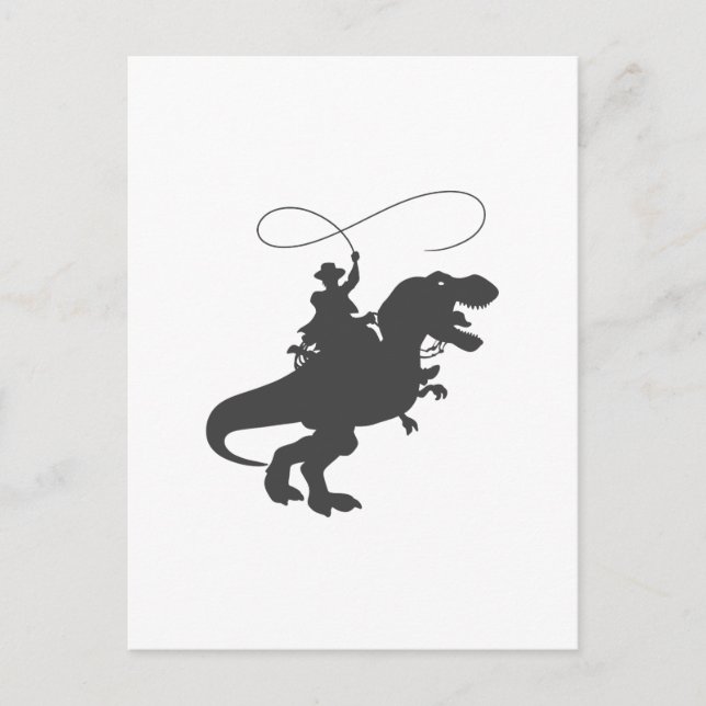 Cowboy reiten Dinosaurier in der prähistorischen Z Postkarte (Vorderseite)