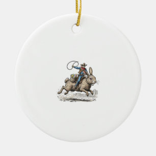 Cowboy-Reiter-Osterhase Western Howdy Ostern Fu Keramik Ornament