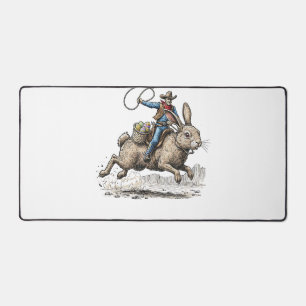 Cowboy Reitet auf Osterhasen Western Howdy Oster F Schreibtischunterlage