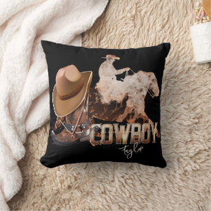 Cowboy reitet Western Stiefel Cowboyhut Kissen