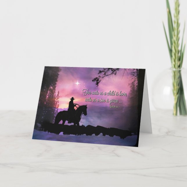 Cowboy Religious Bible Quote Weihnachtskarte Feiertagskarte (Vorderseite)