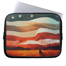 Cowboy-Rennen in Flag Sunset Laptopschutzhülle