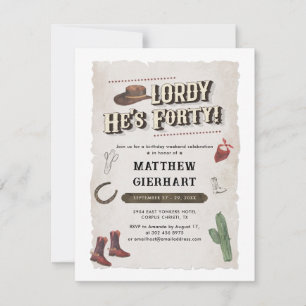 Cowboy Retro 40. Geburtstagswochenende Stiefel Par Einladung