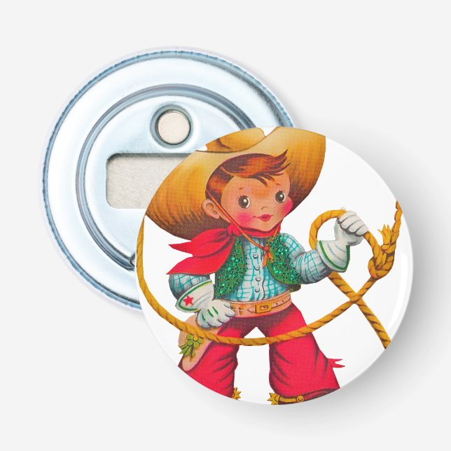 Cowboy Retro Boy Kind Niedlicher Western Flaschenöffner (Vorderseite)