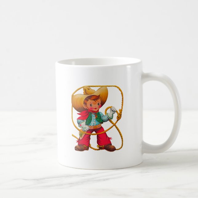 Cowboy Retro Boy Kind Niedlicher Western Kaffeetasse (Rechts)