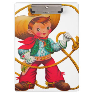 Cowboy Retro Boy Kind Niedlicher Western Klemmbrett