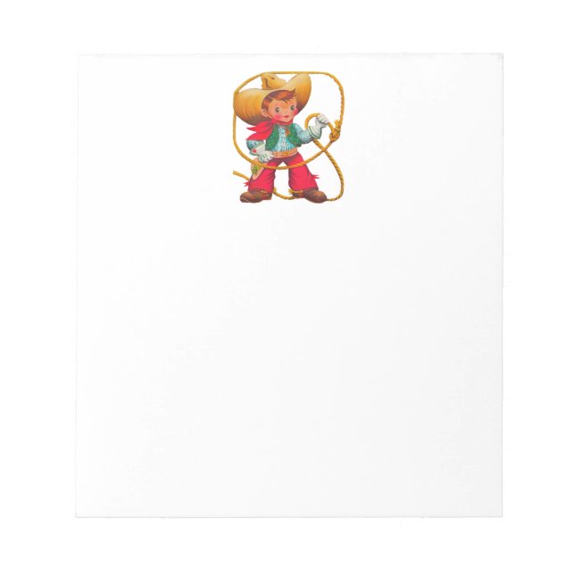 Cowboy Retro Boy Kind Niedlicher Western Notizblock (Vorderseite)