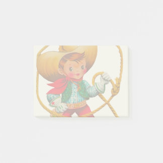 Cowboy Retro Boy Kind Niedlicher Western Post-it Klebezettel