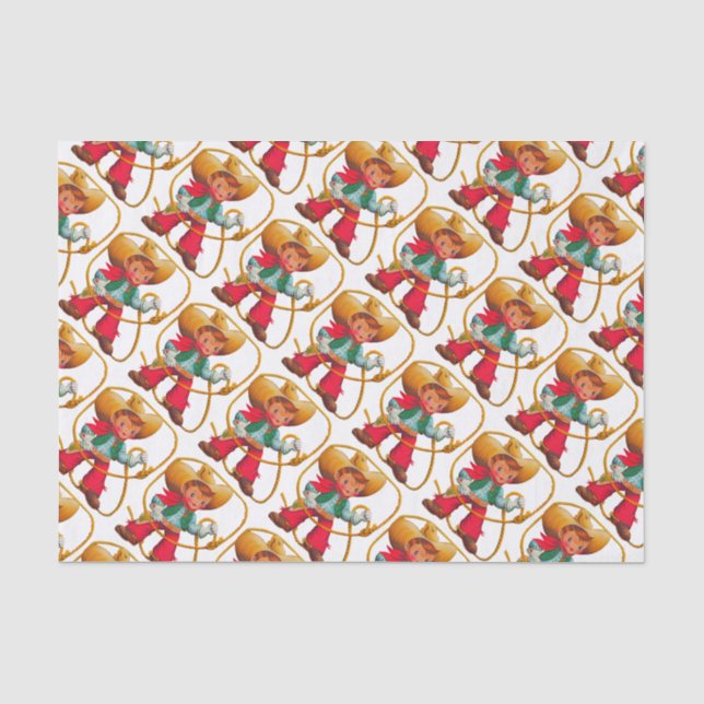 Cowboy Retro Boy Kind Niedlicher Western Seidenpapier (Vorderseite)