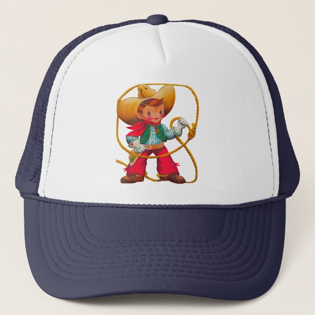 Cowboy Retro Boy Kind Niedlicher Western Truckerkappe (Vorderseite)