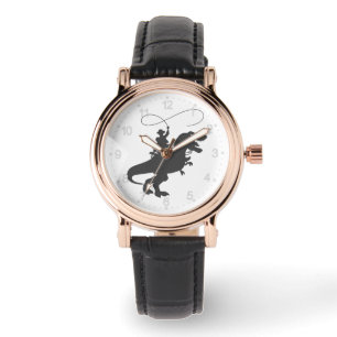 Cowboy riding dinosaur in the prehistoric wird armbanduhr