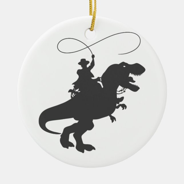 Cowboy riding dinosaur in the prehistoric wird keramik ornament (Vorne)