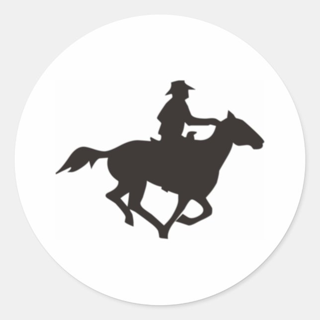 Cowboy Riding Runder Aufkleber (Vorderseite)