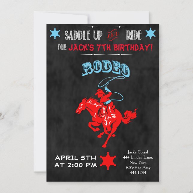 Cowboy Rodeo Anniversaire Fête Invitations (Devant)