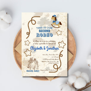 Cowboy Rodeo Blau Howdy Baby Shower Streusel Einladung