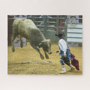 Cowboy Rodeo Clown Bull Distracting Western Sports