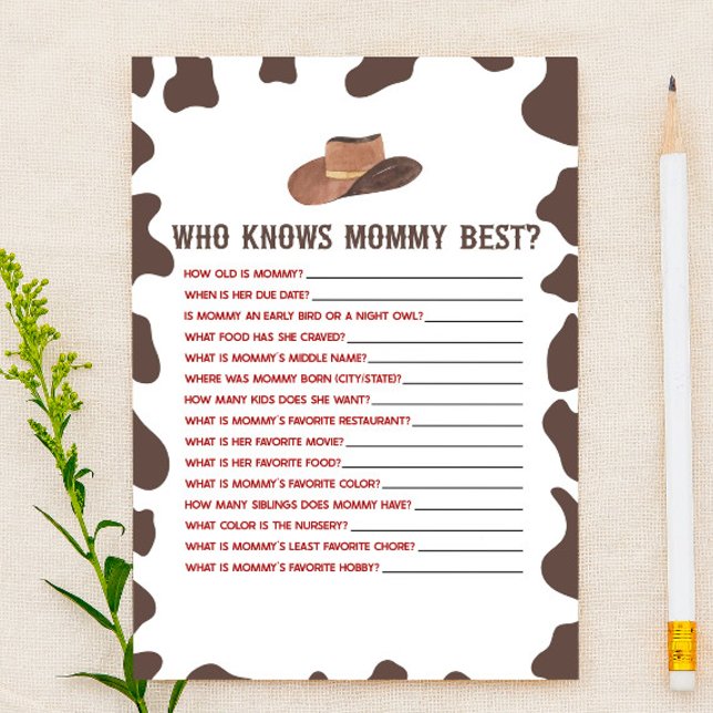 Cowboy Rodeo, der Mommy Baby Shower Game kennt Briefpapier (Von Creator hochgeladen)