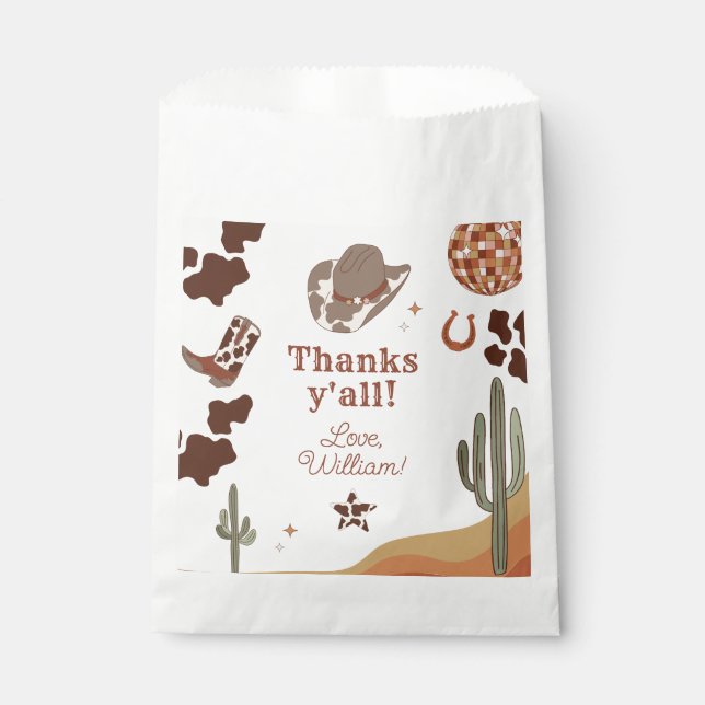 Cowboy Rodeo Geburtstag Wild West Danke Geschenktütchen (Vorderseite)