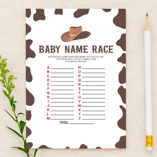 Cowboy Rodeo Name Race Baby Shooting Game Activity Briefpapier (Von Creator hochgeladen)
