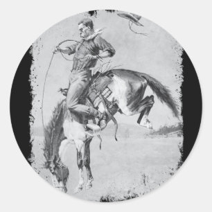 Cowboy-Rodeo-Pferd Western Country Vintage Bronco Runder Aufkleber