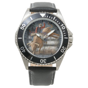 Cowboy Rodeo Reiter Buckelndes Bull Western Thema Armbanduhr