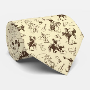 Cowboy Rodeo Western Pferde Beige Brown Krawatte