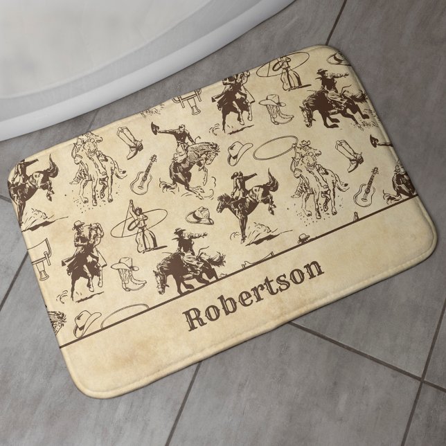 Cowboy Rodeo Western Pferde Personalisiert Badematte (Von Creator hochgeladen)