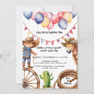 Cowboy Rootin'Rootin' Time Birthday Einladung