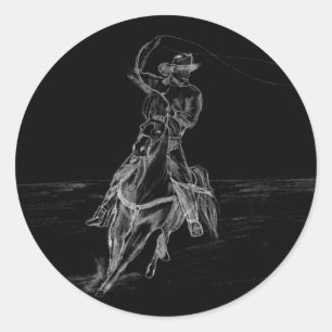 Cowboy Roping Classic Round Sticker