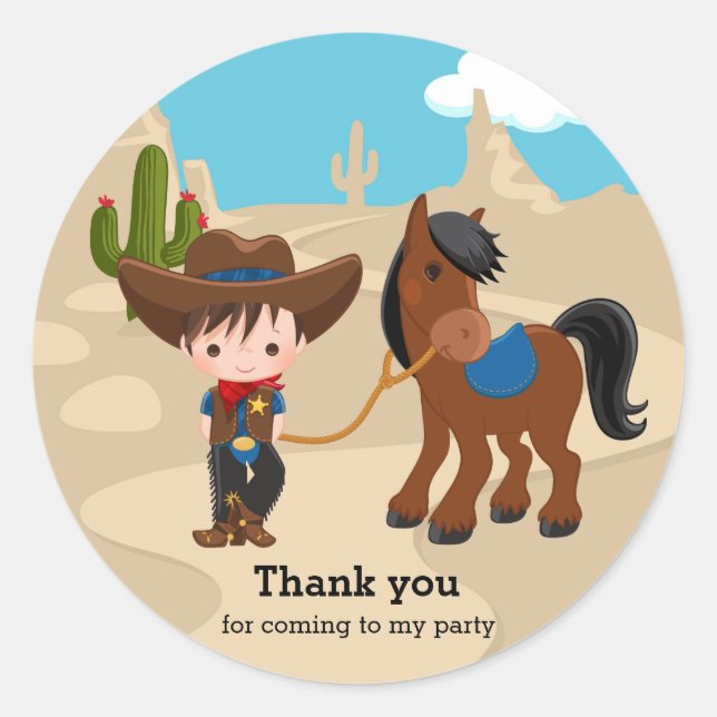 Cowboy Runder Aufkleber (Vorderseite)