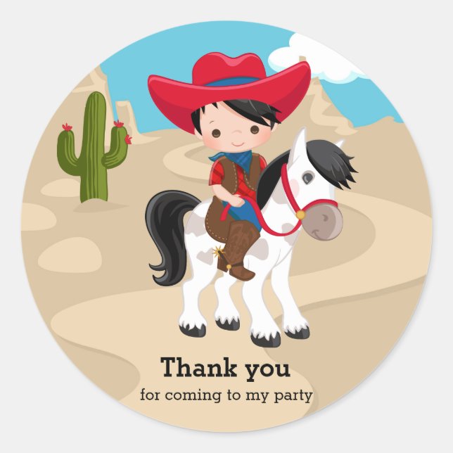Cowboy Runder Aufkleber (Vorderseite)