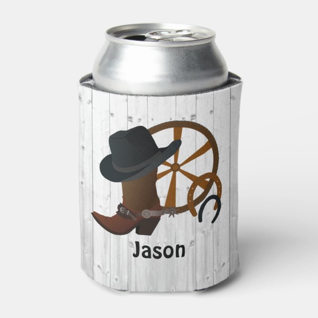 Cowboy Rustic Personalisiert Dosenkühler (Kanne Vorderseite)