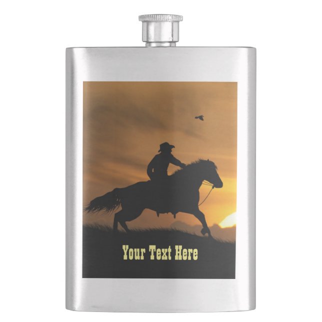 Cowboy Rustic Rugged Flachmann (Vorderseite)