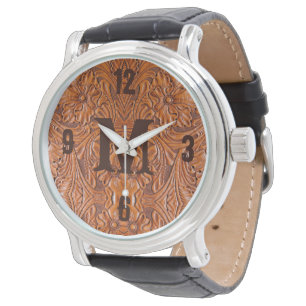 Cowboy Rustic Western Land Hochzeitsmonogramm Armbanduhr