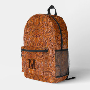 Cowboy Rustic Western Land Hochzeitsmonogramm Bedruckter Rucksack