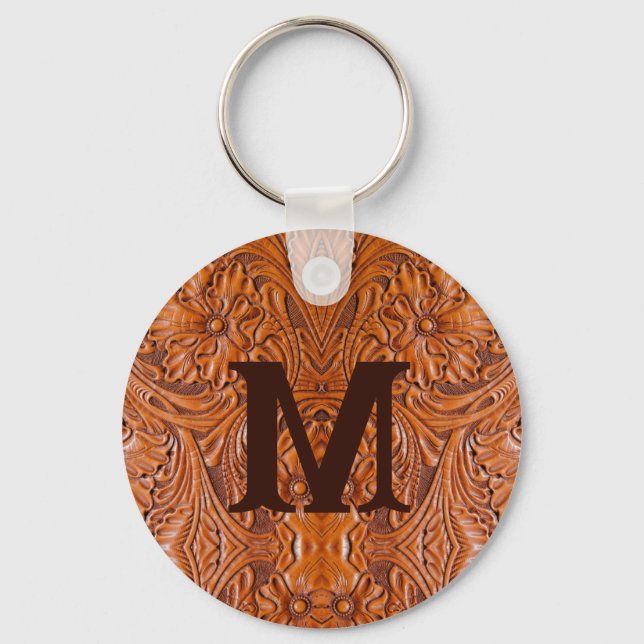 Cowboy Rustic Western Land Hochzeitsmonogramm Schlüsselanhänger (Vorderseite)