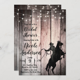 Cowboy Rustic Wohn-Stall Brautparty Einladung