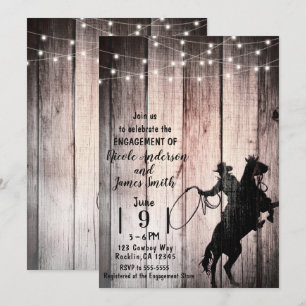 Cowboy Rustic Wood Barn Country Verlobung Dusche Einladung