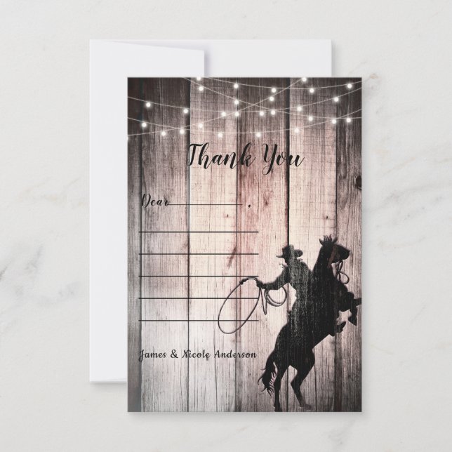 Cowboy Rustic Wood Barn Country Wild West Dankeskarte (Vorderseite)