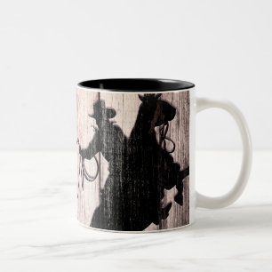Cowboy Rustic Wood Barn Country Wild West Zweifarbige Tasse