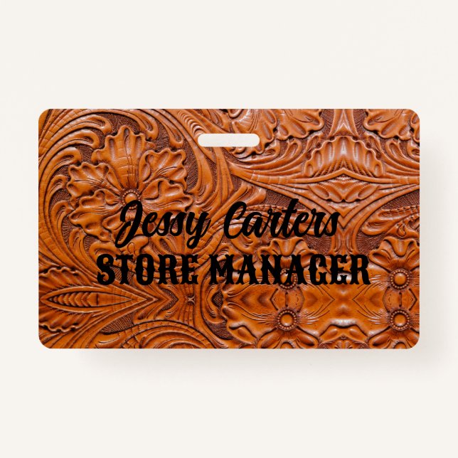 Cowboy Rustikaler Western Land geschossenes Leder Ausweis (Vorderseite)