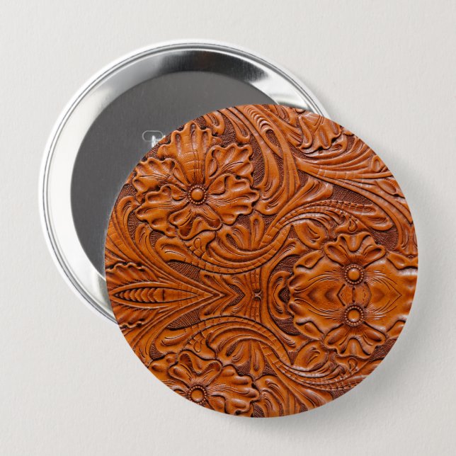 Cowboy Rustikaler Western mit handgefertigtem Lede Button (Vorne & Hinten)