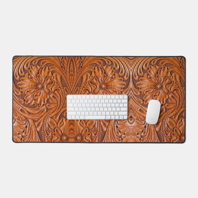 Cowboy Rustikaler Western mit handgefertigtem Lede Schreibtischunterlage (Tastatur & Maus)