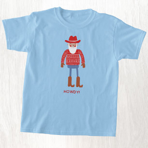 Cowboy Santa benutzerdefinierter Text Weihnachten T-Shirt