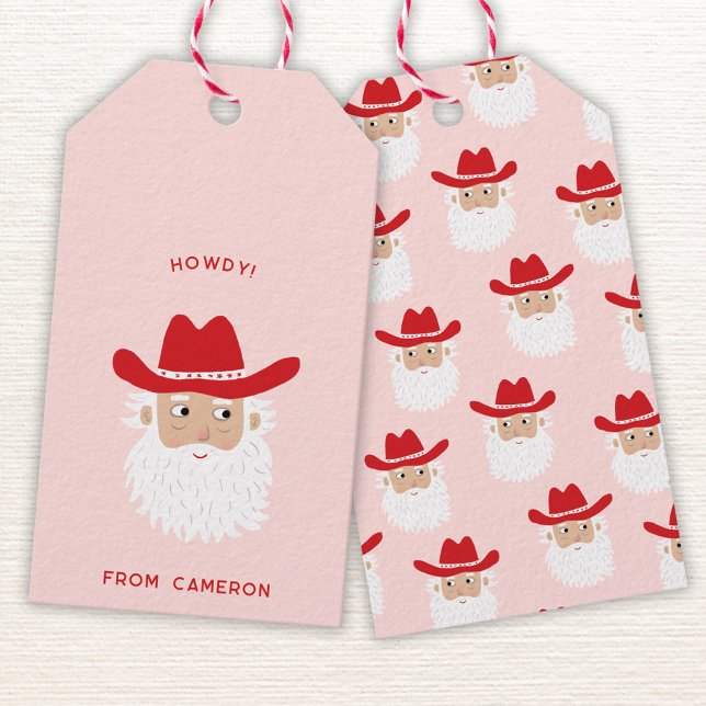 Cowboy Santa Claus Fun Western Holiday Geschenkanhänger (Fun Cowboy Santa Claus Western Christmas Holiday gift tag)
