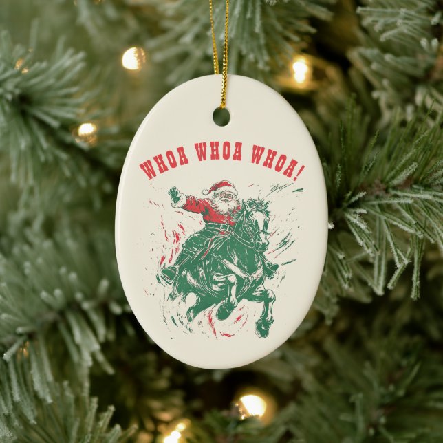 Cowboy Santa Claus Fun Western Rodeo Keramik Ornament (Baum)