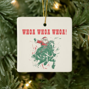 Cowboy Santa Claus Fun Western Rodeo Reiten Foto Keramikornament