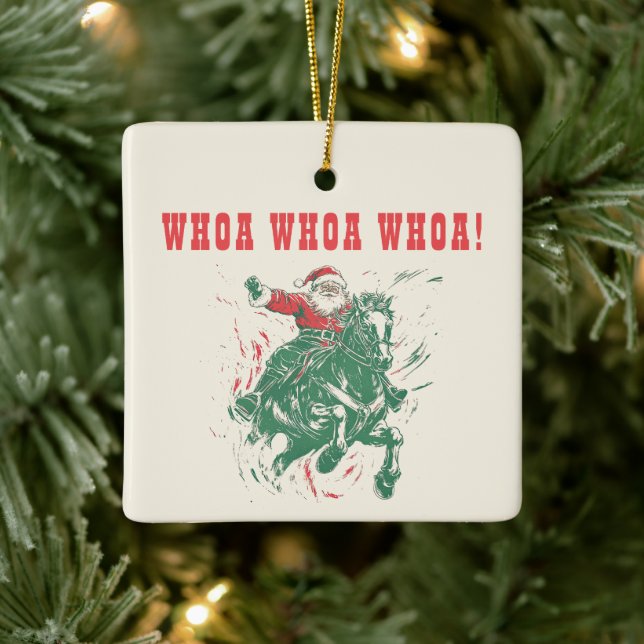 Cowboy Santa Claus Fun Western Rodeo Reiten Foto Keramikornament (Baum)